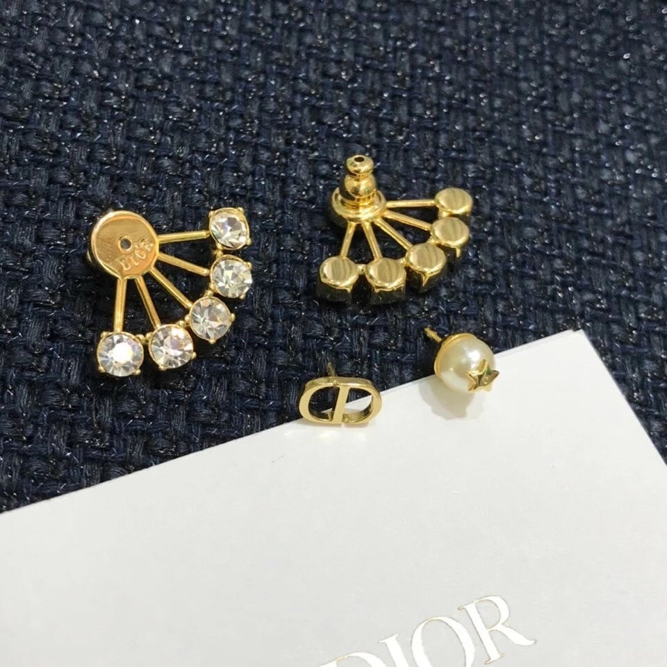 Dior Tribales Earrings In Gold Metal Pearls and Crystals