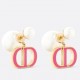 Dior Tribales Earrings in Metal and White Pearls with Rani Pink Lacquer