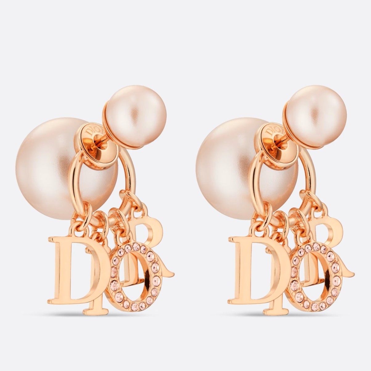 Dior Tribales Earrings In Rose Gold Metal Pearls and Crystals