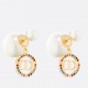 Dior Tribales Earrings in Metal and White Pearls and Multicolor Crystals