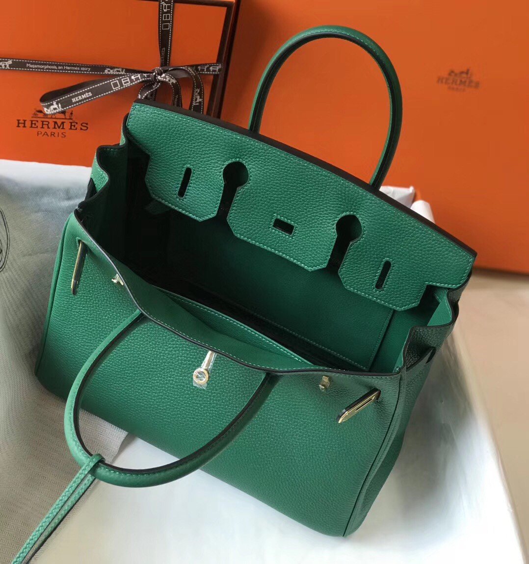 Hermes Birkin 30 Bag in Vert Vertigo Clemence Leather with GHW