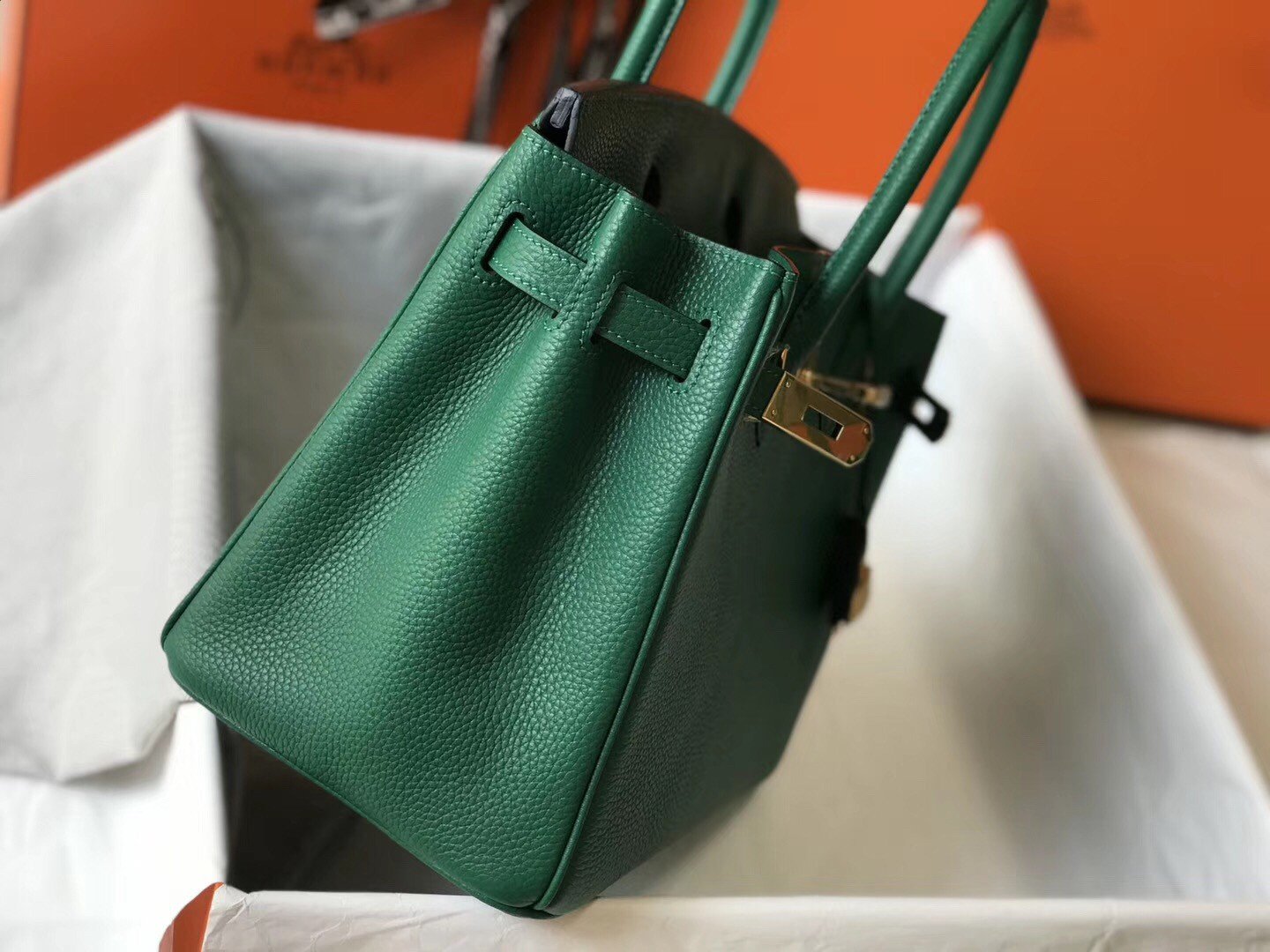 Hermes Birkin 30 Bag in Vert Vertigo Clemence Leather with GHW