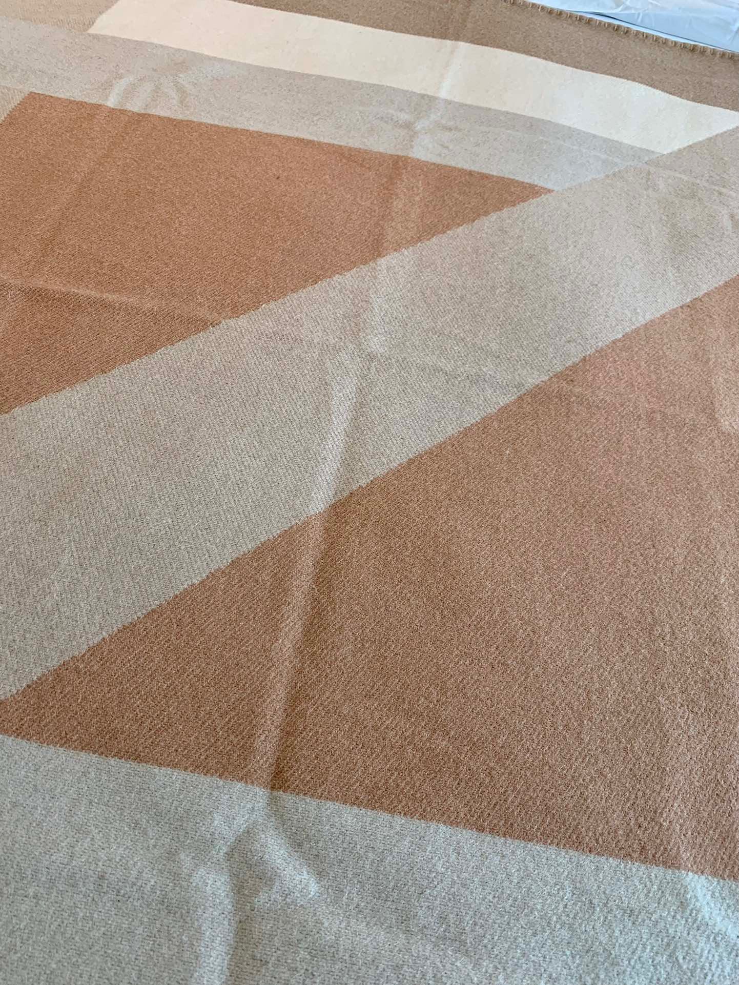 Hermes H Drapeau Blanket in Naturel and Grege Cashmere