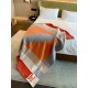 Hermes H Drapeau Blanket in Terracotta and Grey Cashmere