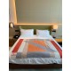 Hermes H Drapeau Blanket in Terracotta and Grey Cashmere