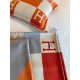 Hermes H Drapeau Blanket in Terracotta and Grey Cashmere