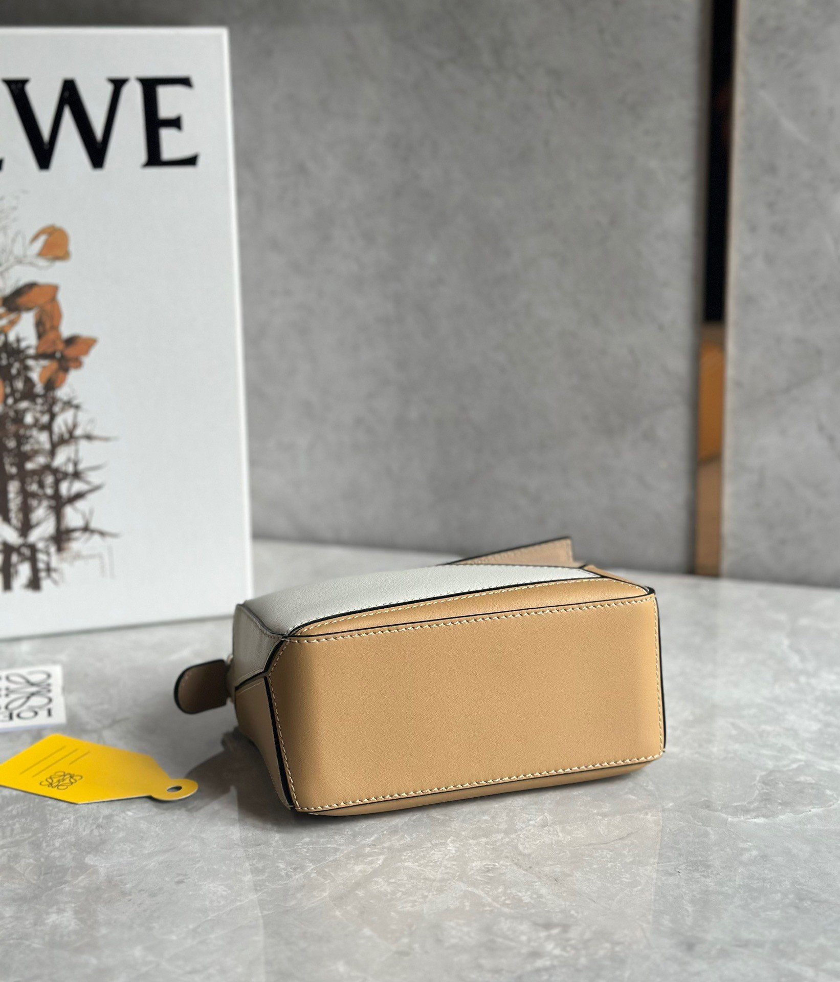 Loewe Puzzle Mini Bag In White/Warm Desert Calfskin