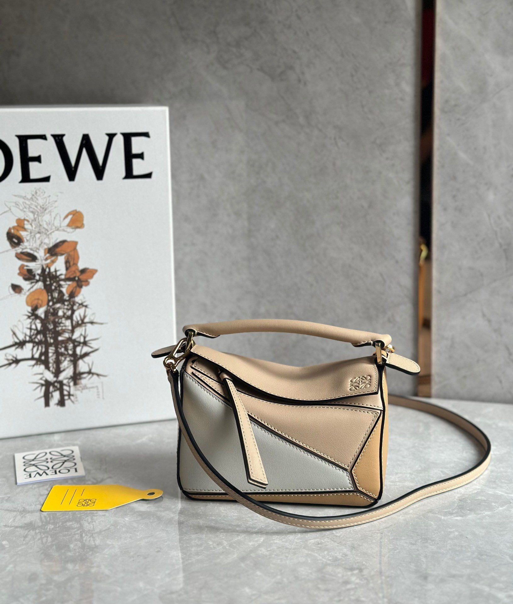 Loewe Puzzle Mini Bag In White/Warm Desert Calfskin