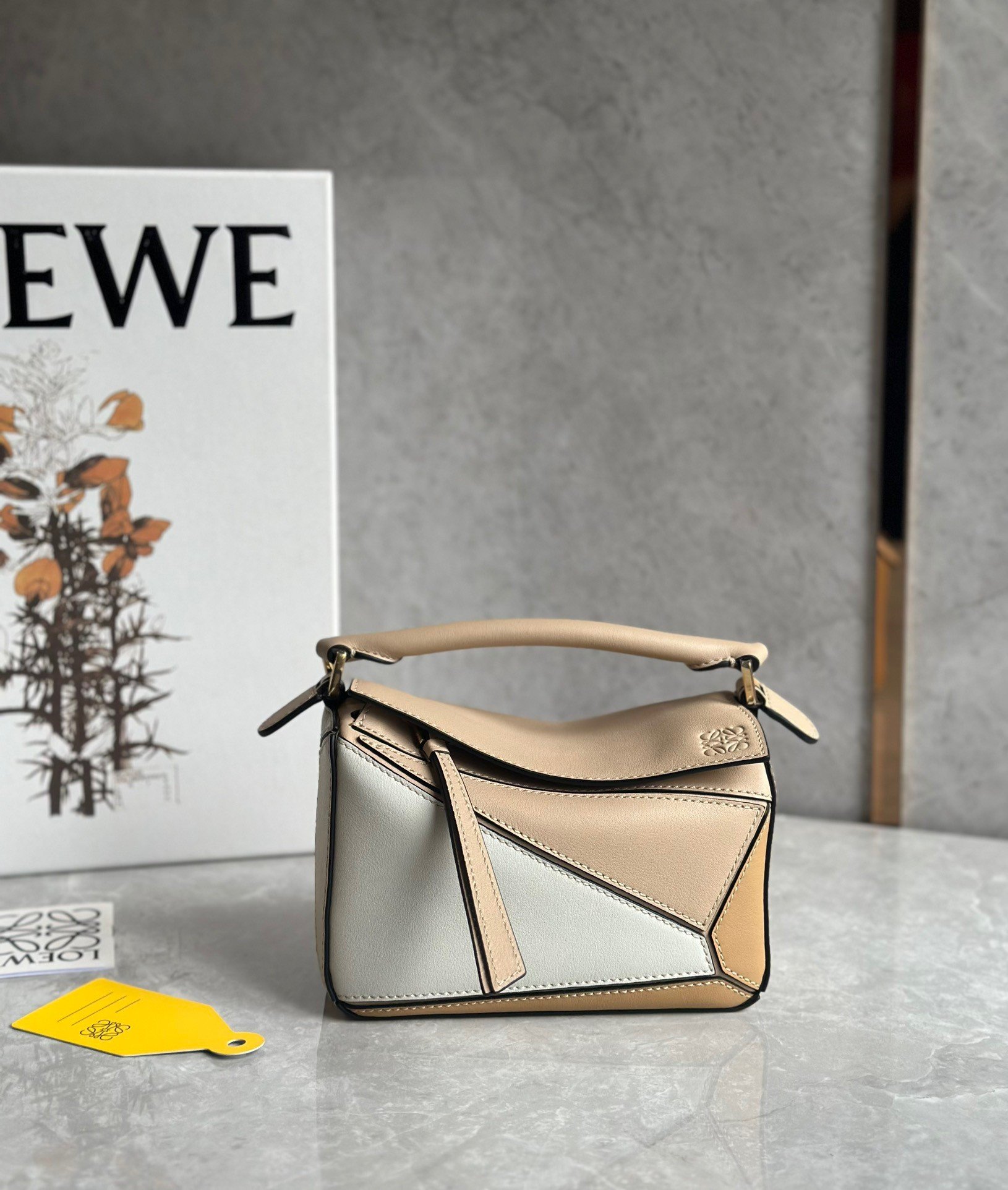 Loewe Puzzle Mini Bag In White/Warm Desert Calfskin