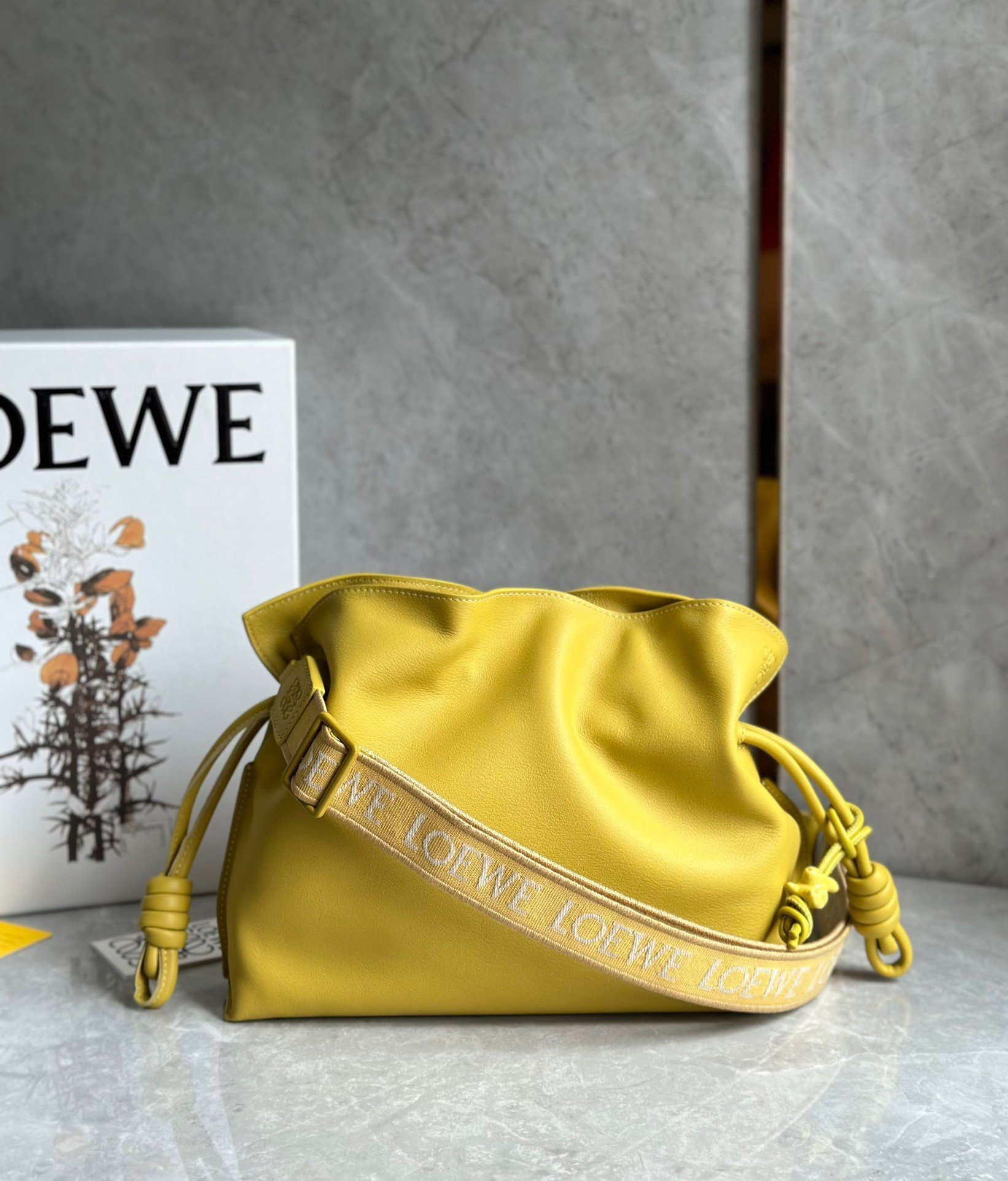 Loewe Flamenco Clutch Bag In Pale Yellow Leather