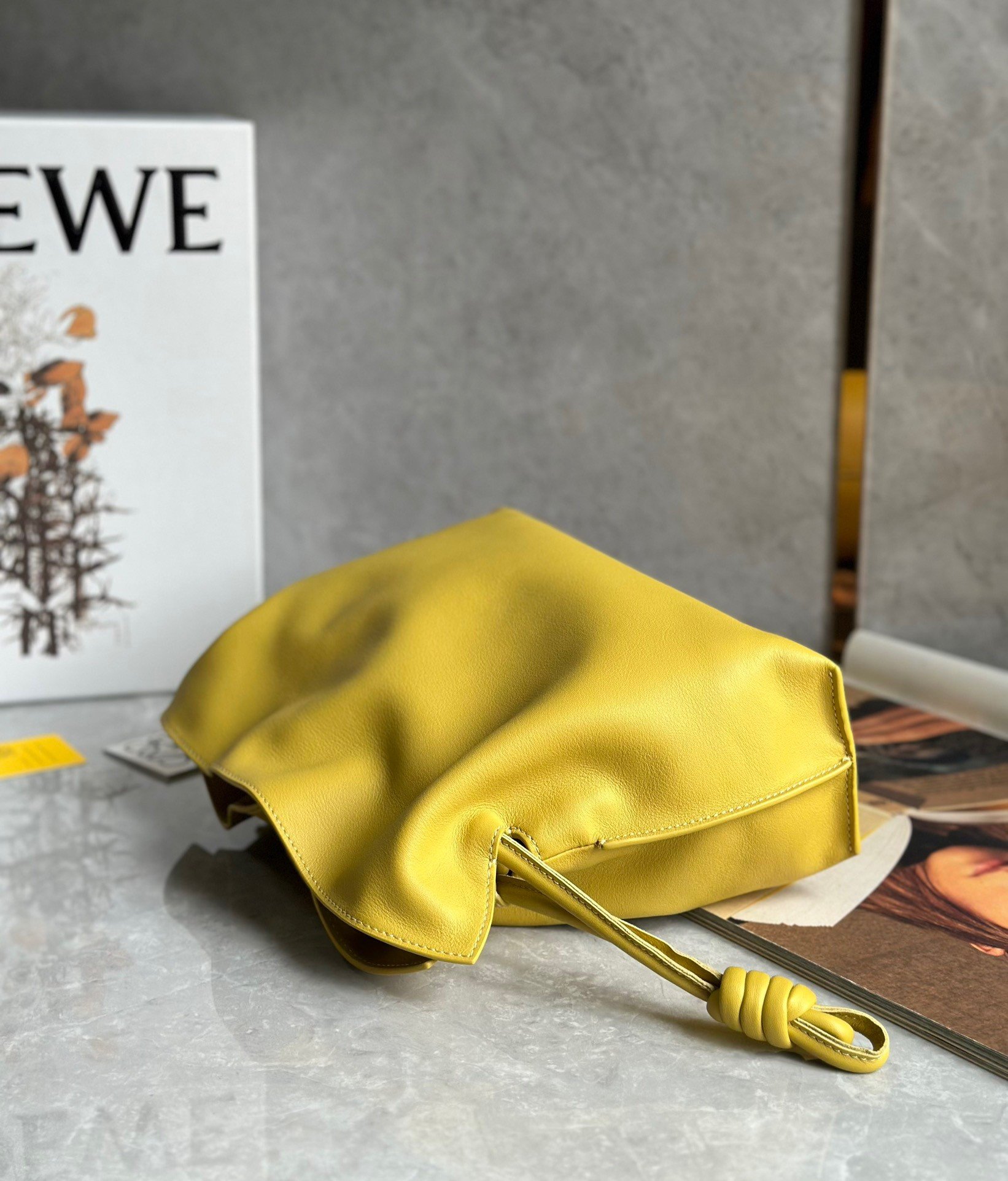 Loewe Flamenco Clutch Bag In Pale Yellow Leather