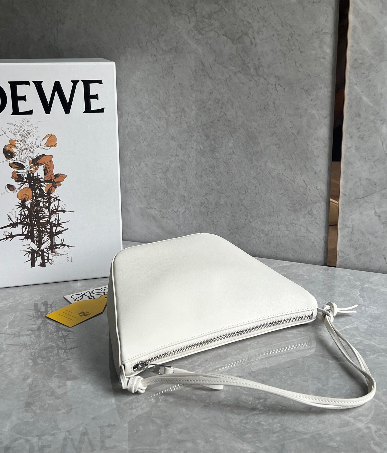 Loewe Mini Hammock Hobo Bag in White Calfskin