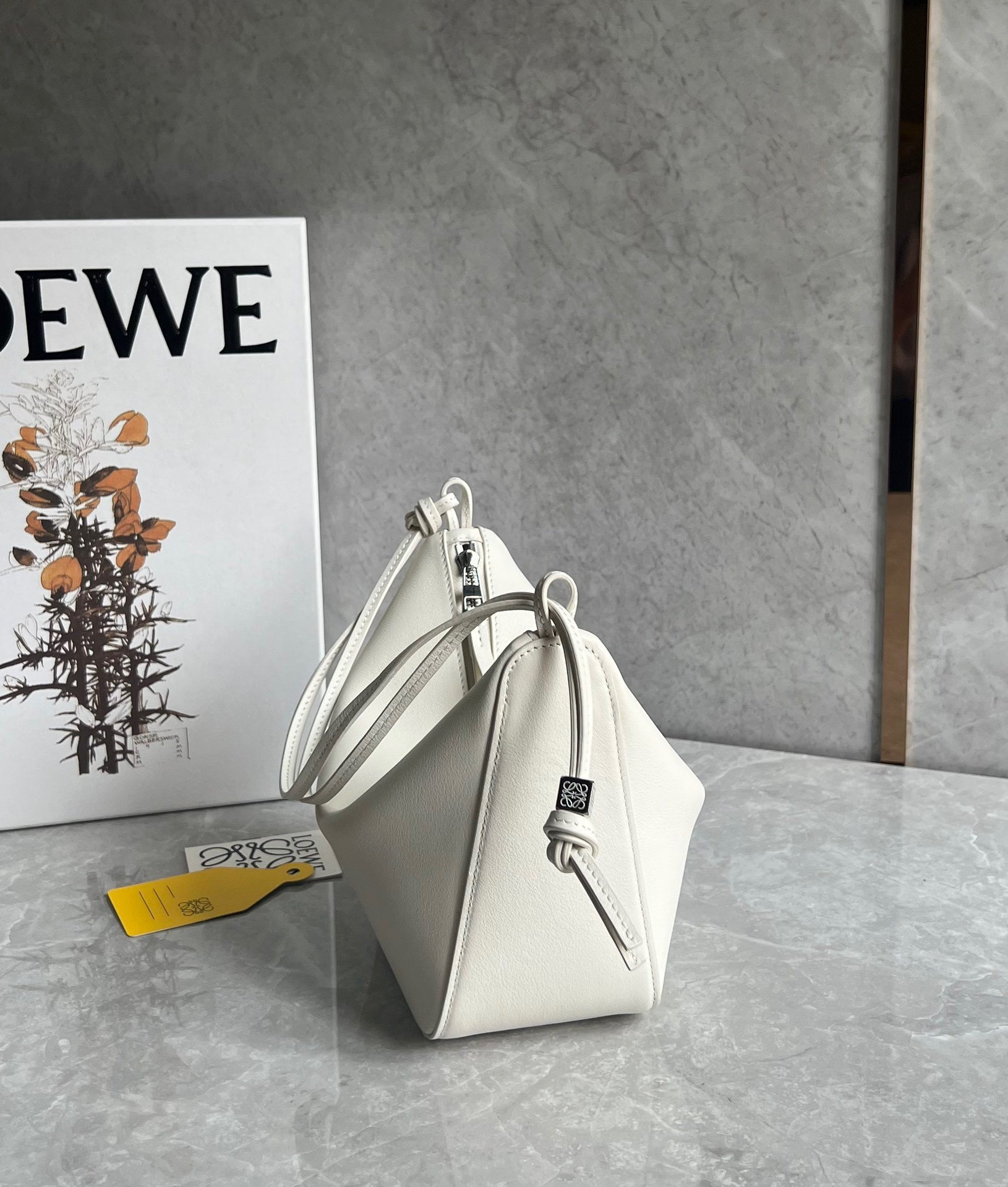 Loewe Mini Hammock Hobo Bag in White Calfskin