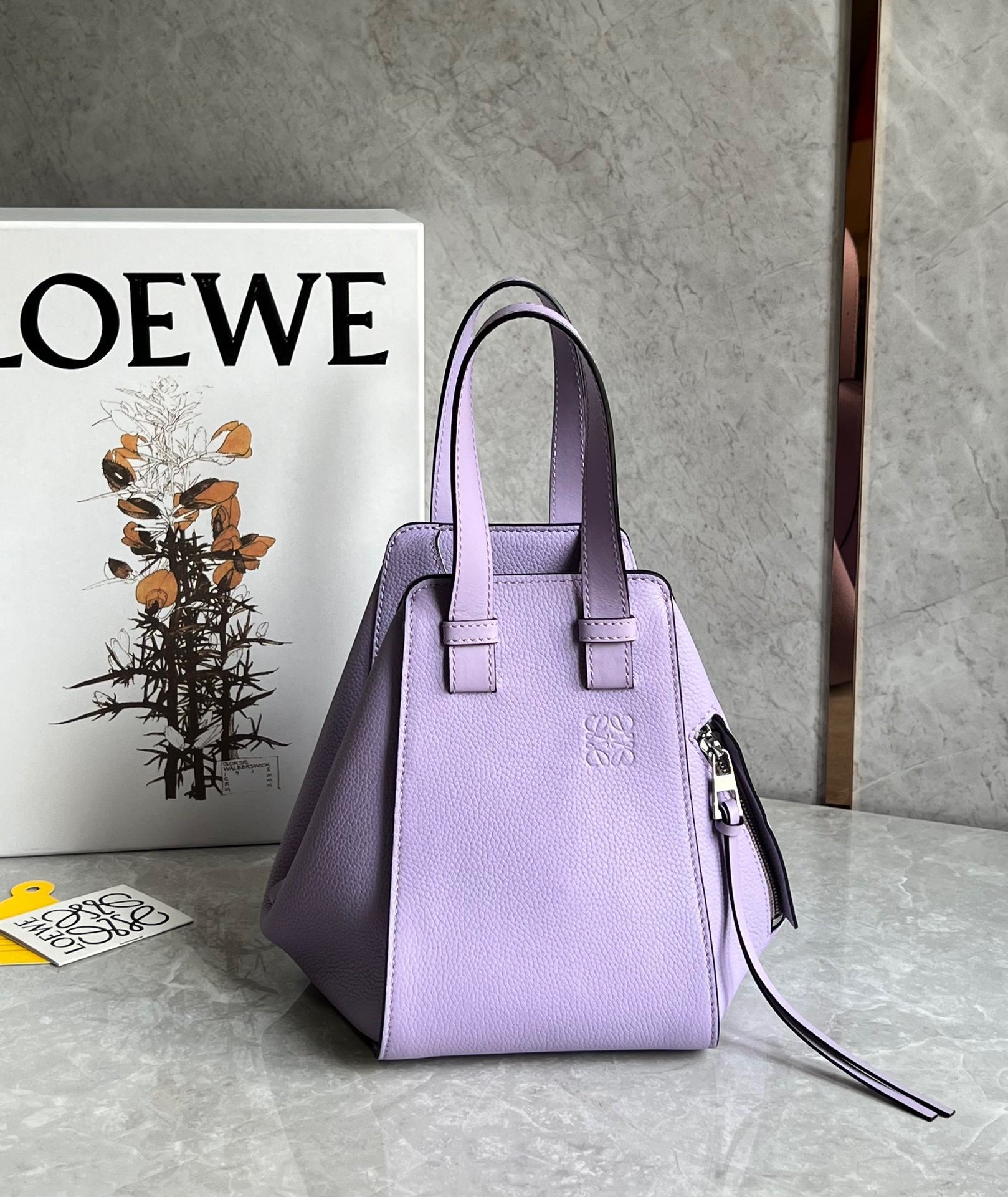 Loewe Compact Hammock Bag in Light Mauve Grained Calfskin