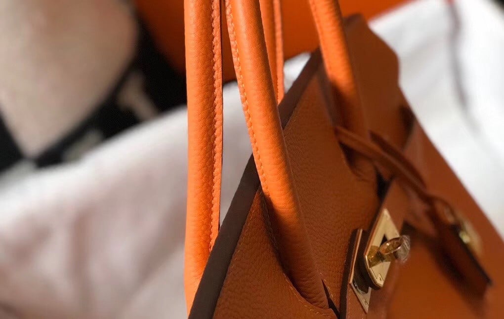 Hermes Birkin 30 Bag in Orange Clemence Leather with GHW