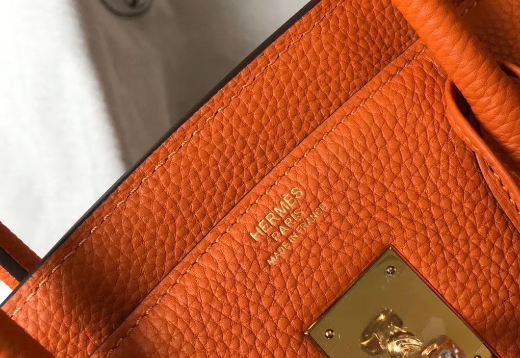 Hermes Birkin 30 Bag in Orange Clemence Leather with GHW