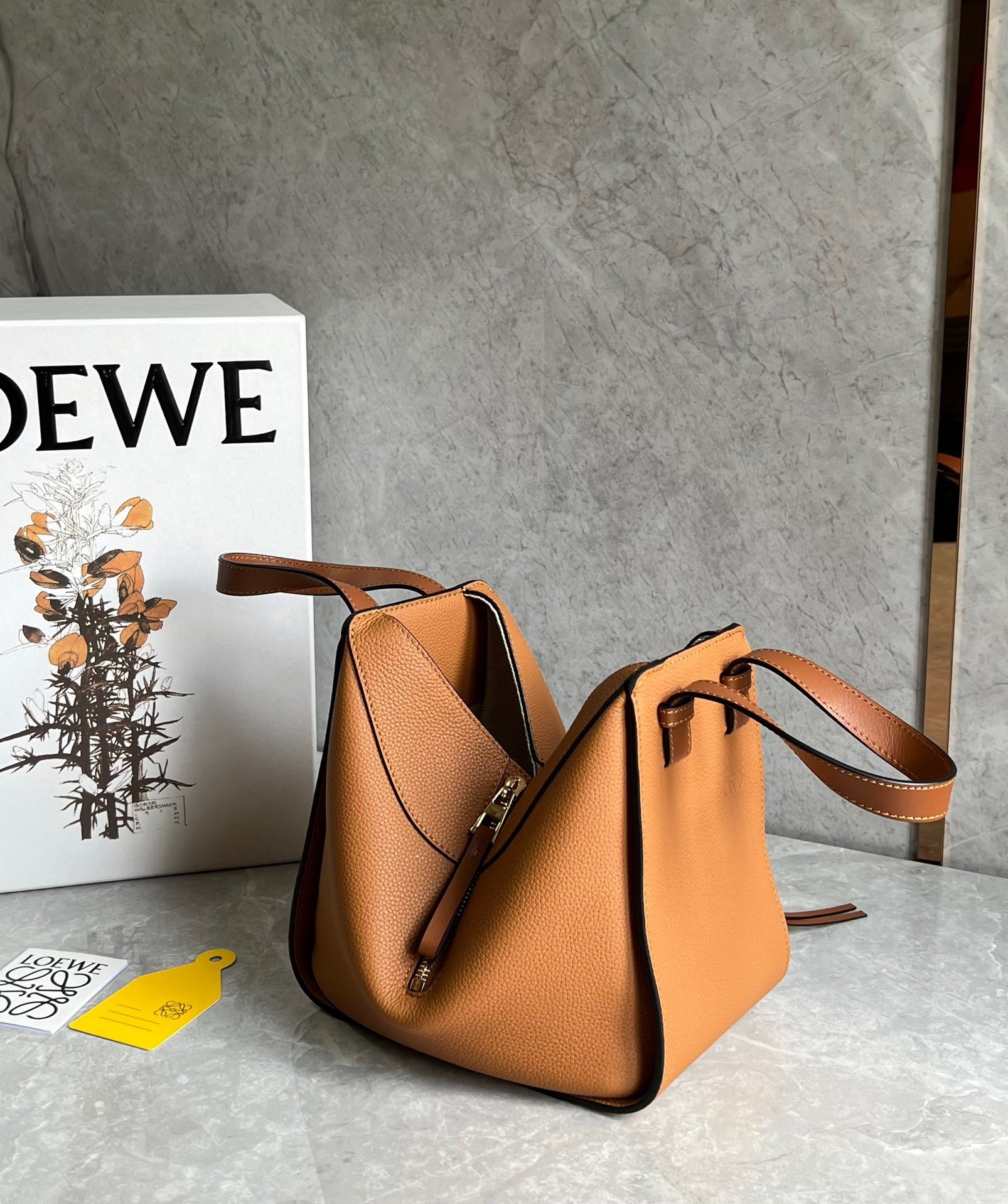 Loewe Compact Hammock Bag in Light Caramel Grained Calfskin