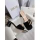 Dior C'est Heeled 50MM Slides in Black Patent Calfskin