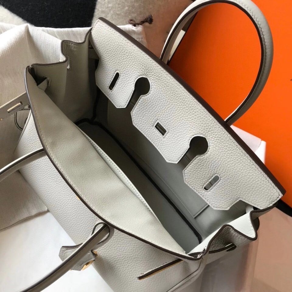 Hermes Birkin 30 Bag in Pearl Grey Clemence Leather with GHW