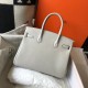 Hermes Birkin 30 Bag in Pearl Grey Clemence Leather with GHW