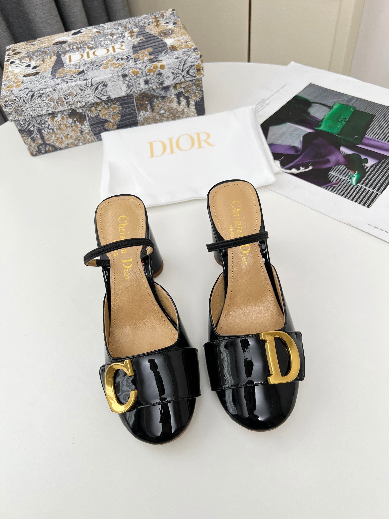 Dior C'est Slingback Pumps 80MM in Black Patent Calfskin