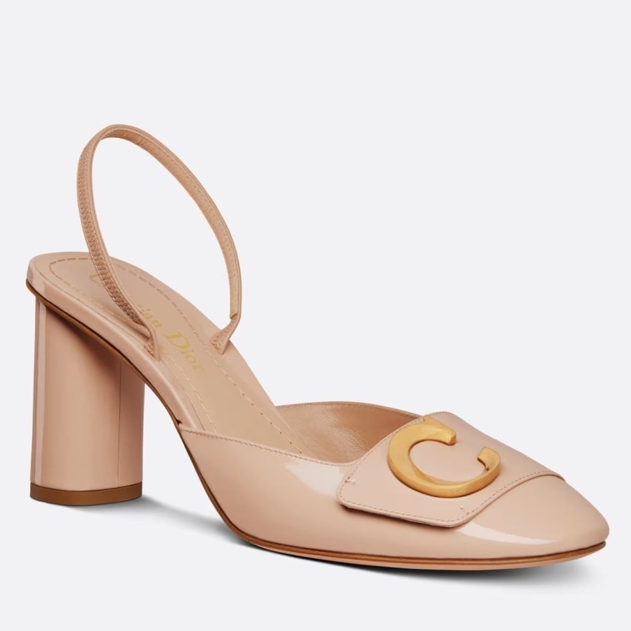 Dior C'est Slingback Pumps 80MM in Nude Patent Calfskin