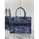 Dior Medium Book Tote Bag In Denim Blue Toile de Jouy Embroidery