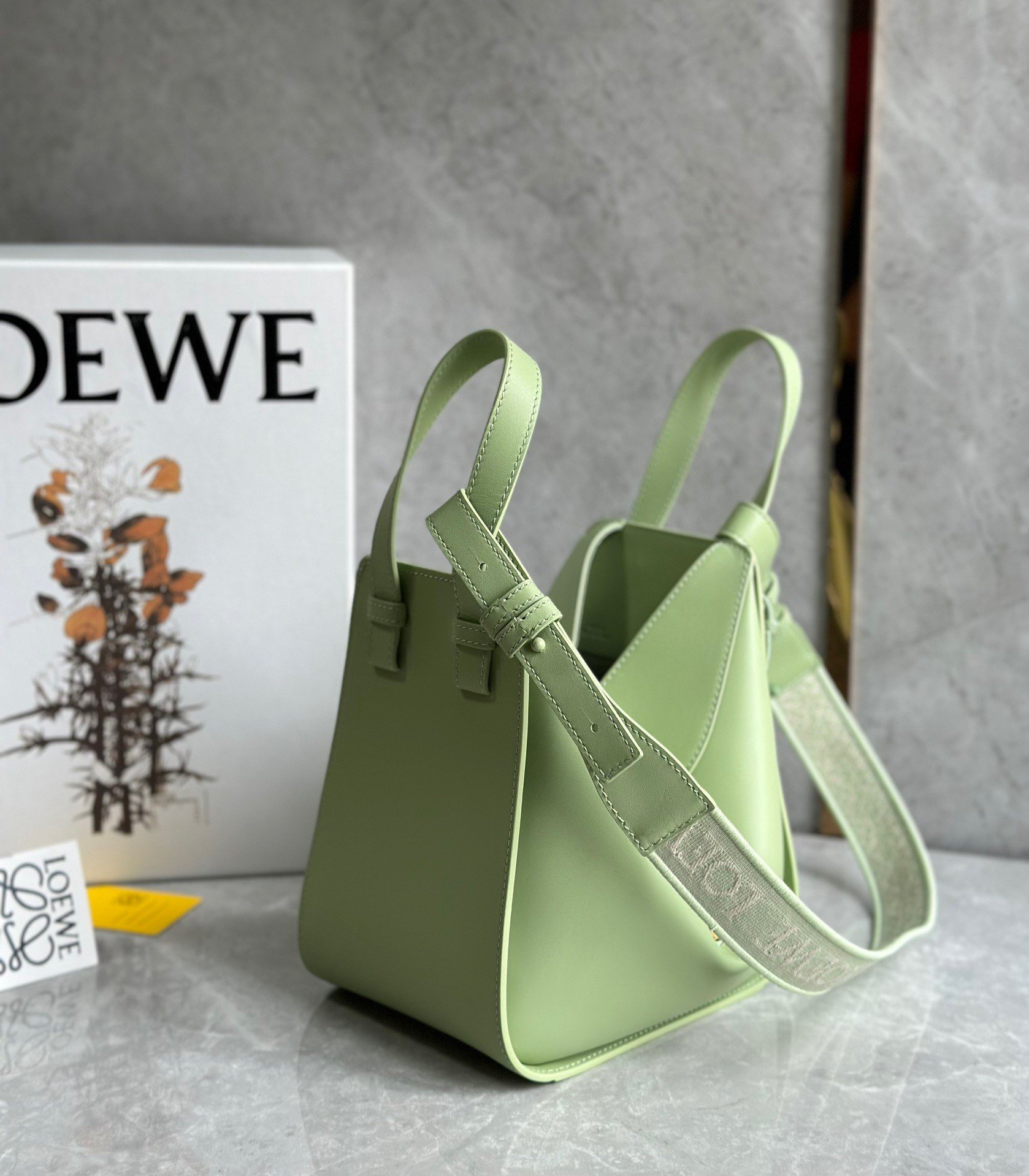 Loewe Compact Hammock Bag in Lime Green Satin Calfskin