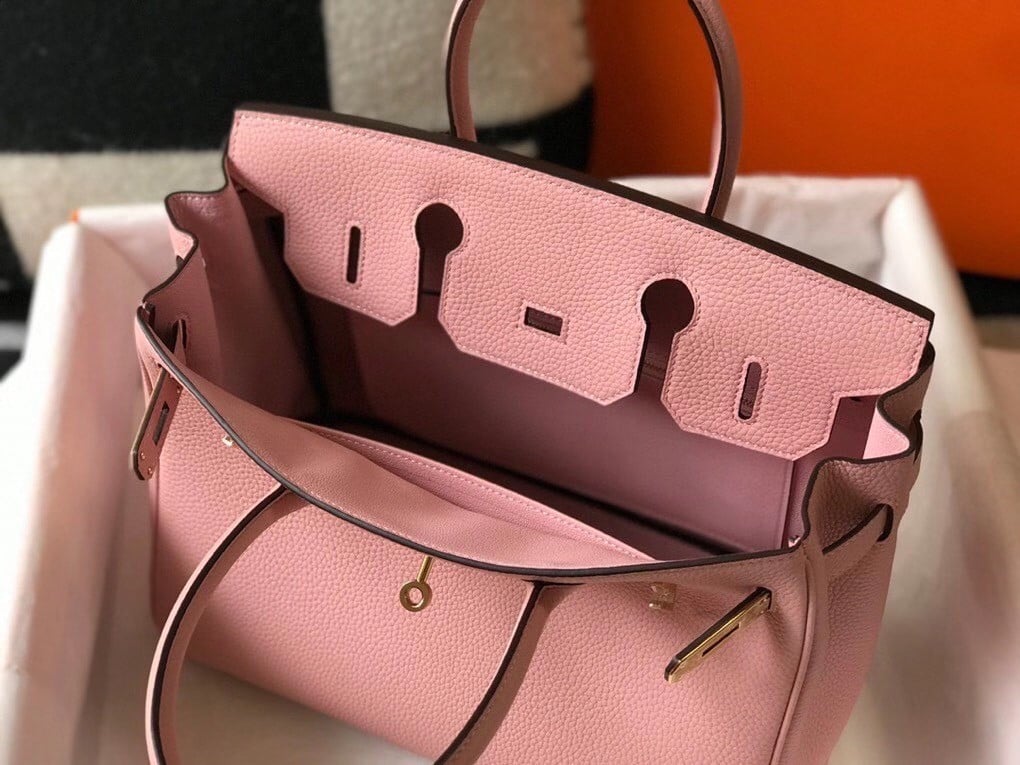 Hermes Birkin 30 Bag in Pink Clemence Leather with GHW