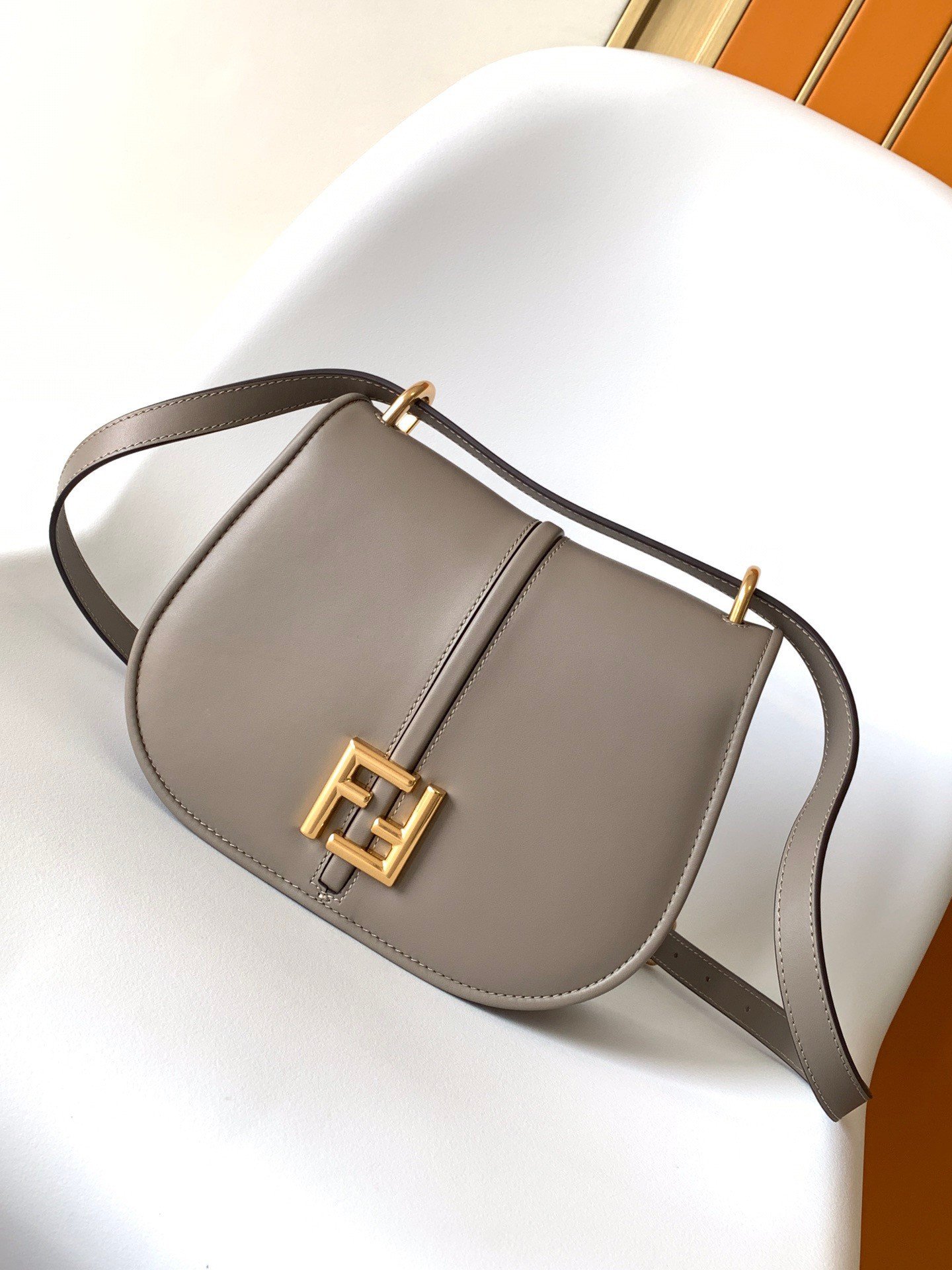 Fendi C’mon Medium Bag in Grey Calfskin