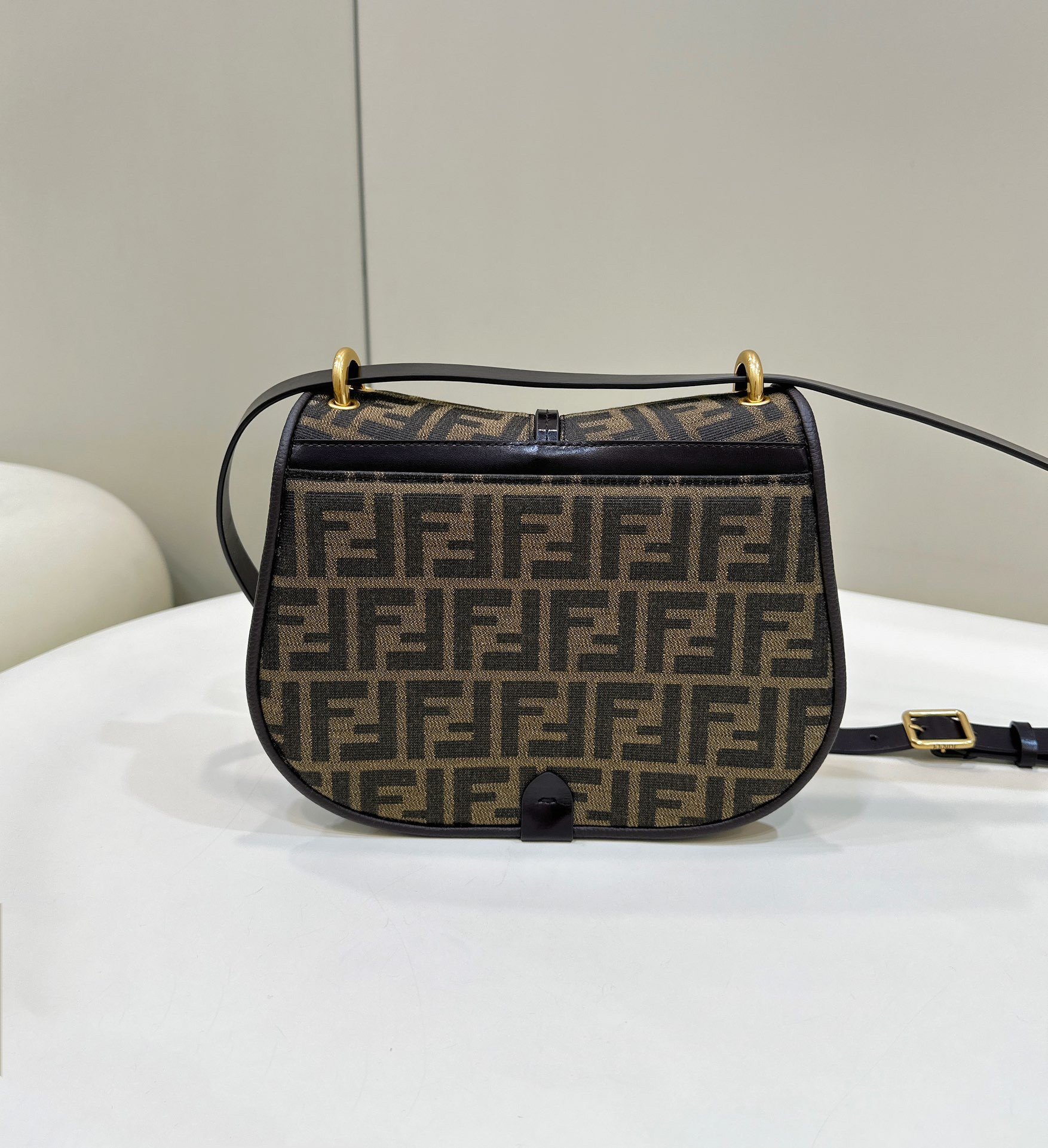 Fendi C’mon Medium Bag in FF Jacquard Fabric and Leather