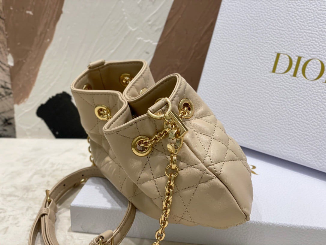 Dior Ammi Small Bag in Sand Pink Macrocannage Lambskin