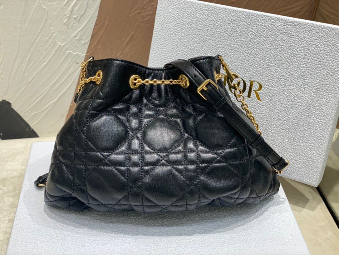 Dior Ammi Medium Bag in Black Macrocannage Lambskin