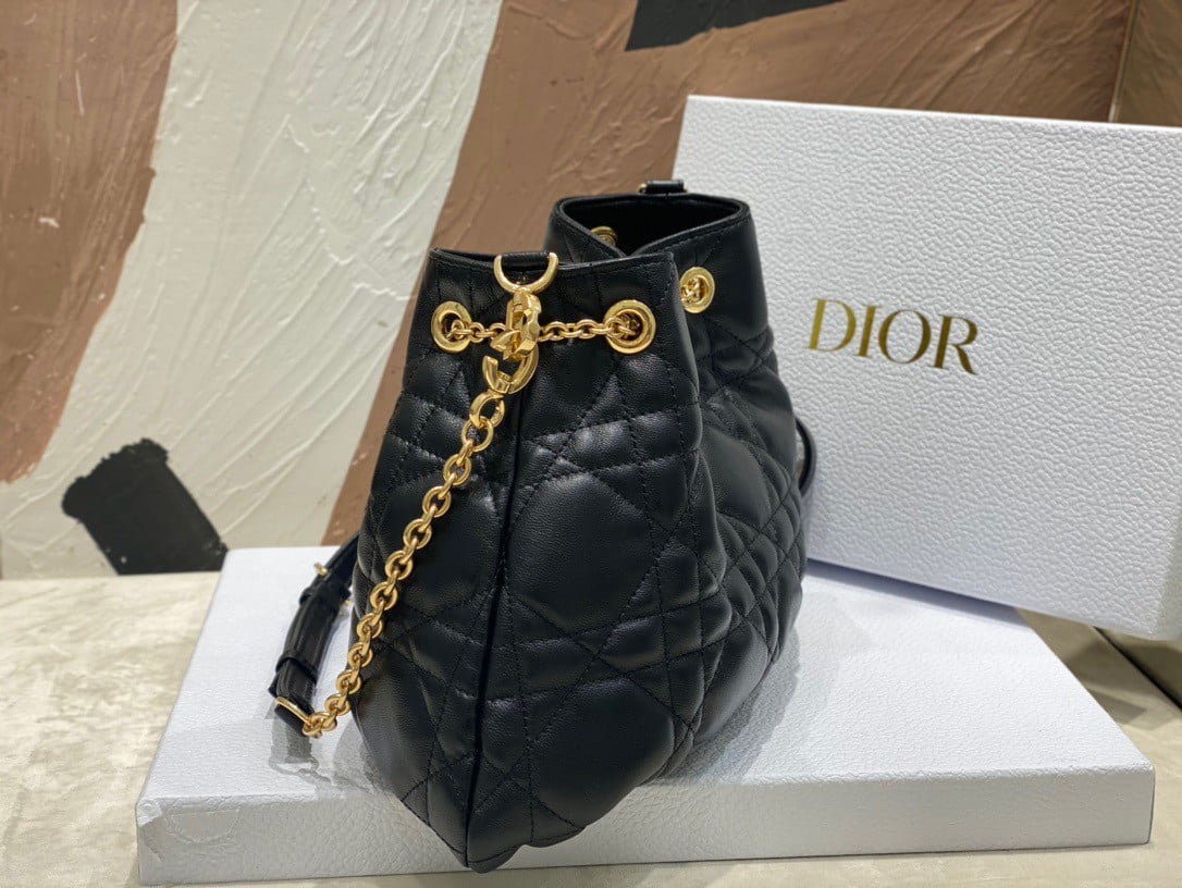 Dior Ammi Medium Bag in Black Macrocannage Lambskin