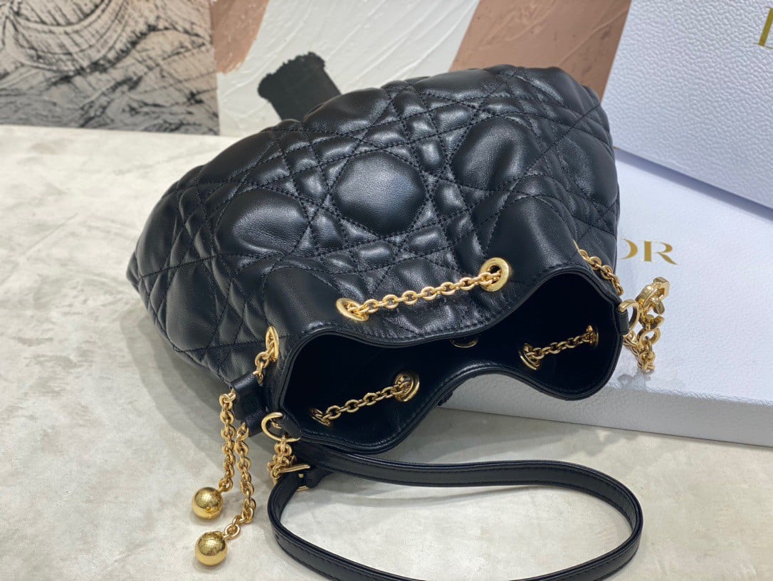 Dior Ammi Medium Bag in Black Macrocannage Lambskin