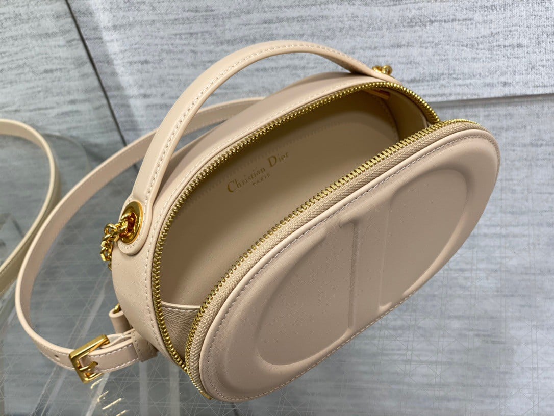 Dior CD Signature Oval Camera Bag in Beige Calfskin