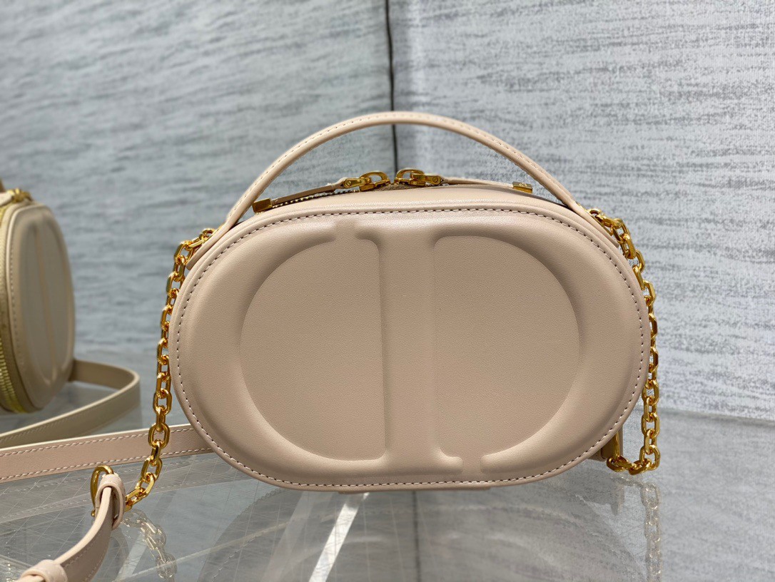 Dior CD Signature Oval Camera Bag in Beige Calfskin