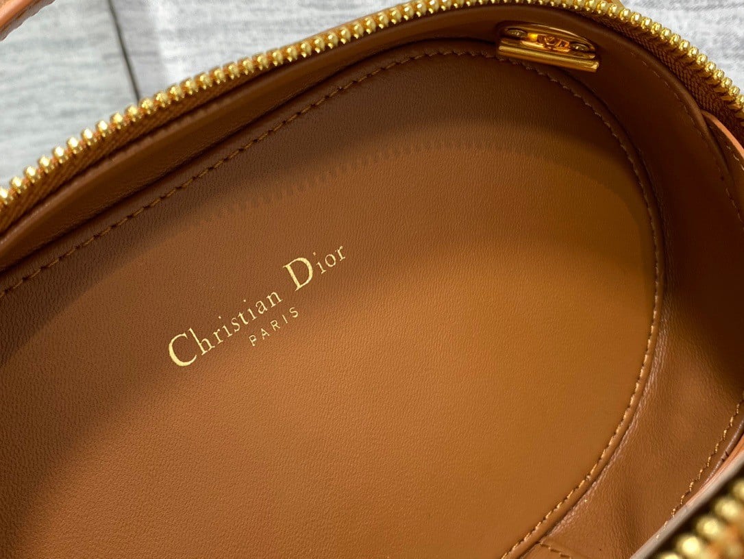 Dior CD Signature Oval Camera Bag in Brown Calfskin