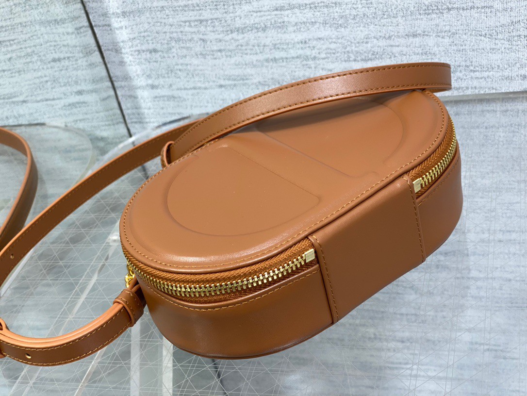 Dior CD Signature Oval Camera Bag in Brown Calfskin