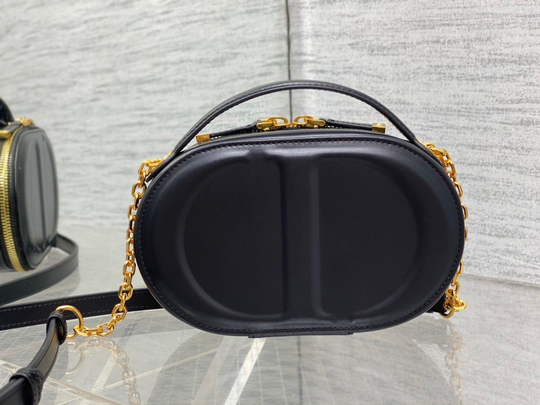 Dior CD Signature Oval Camera Bag in Black Calfskin