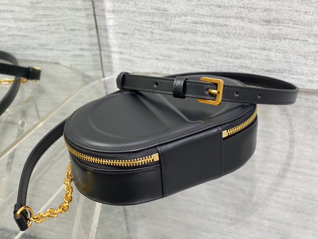 Dior CD Signature Oval Camera Bag in Black Calfskin