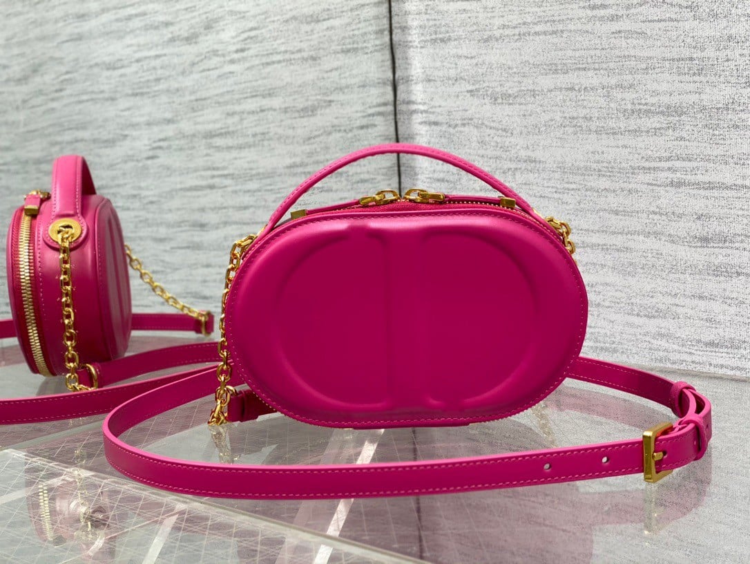 Dior CD Signature Oval Camera Bag in Rani Pink Calfskin