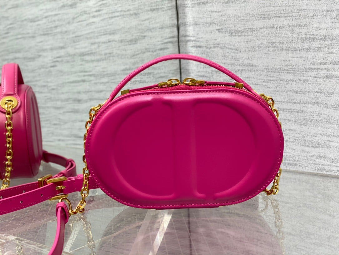 Dior CD Signature Oval Camera Bag in Rani Pink Calfskin