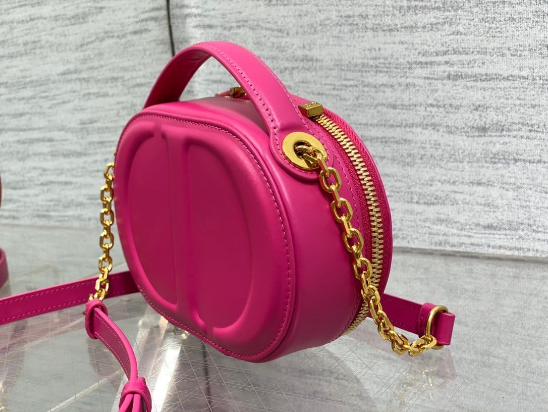 Dior CD Signature Oval Camera Bag in Rani Pink Calfskin