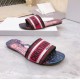 Dior Dway Slides In Fuchsia Animals Embroidered Cotton