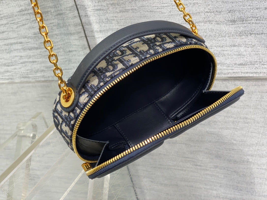 Dior CD Signature Oval Camera Bag in Blue Dior Oblique Jacquard