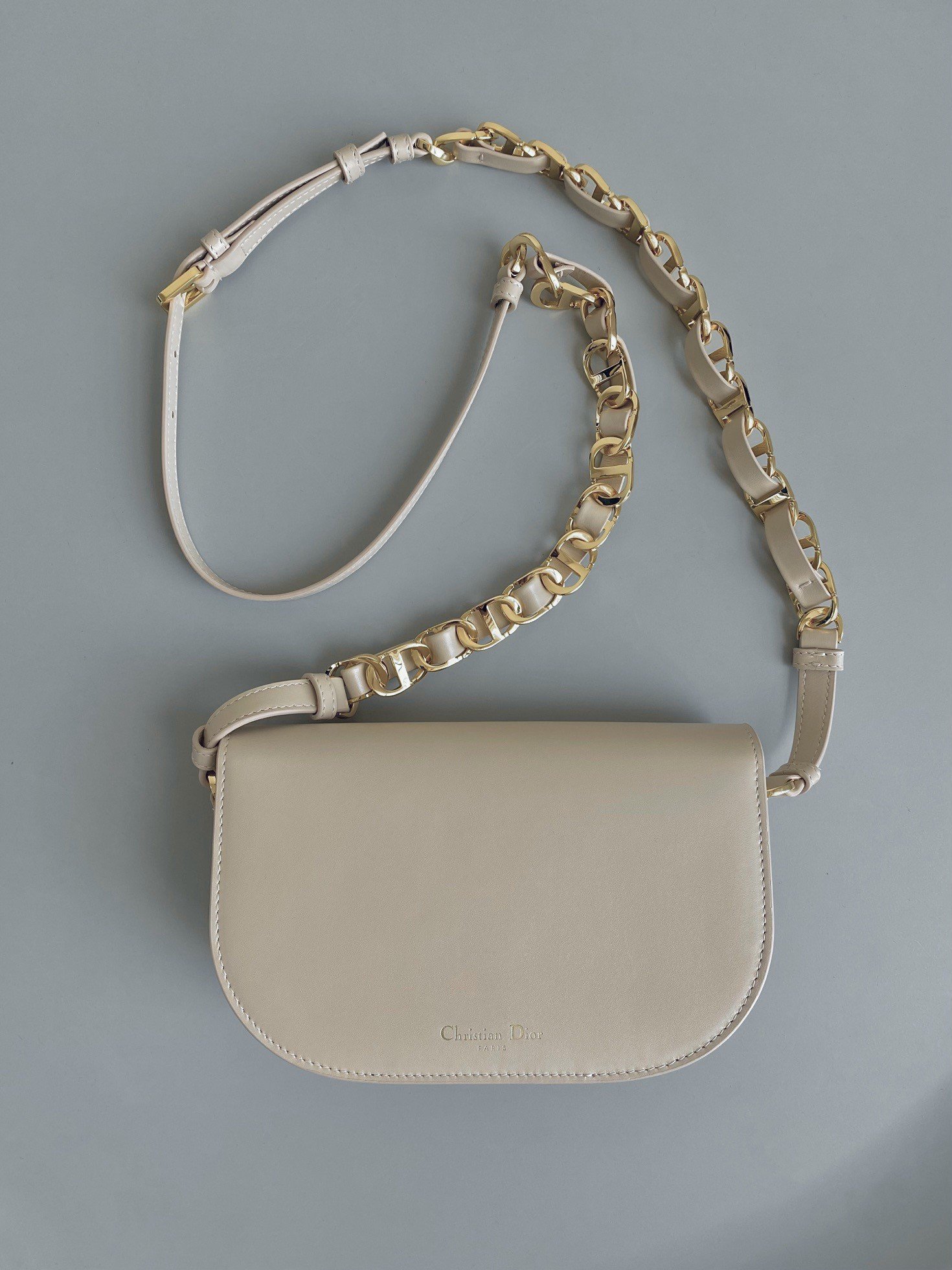 Dior CD Signature Chain Bag in Beige Calfskin