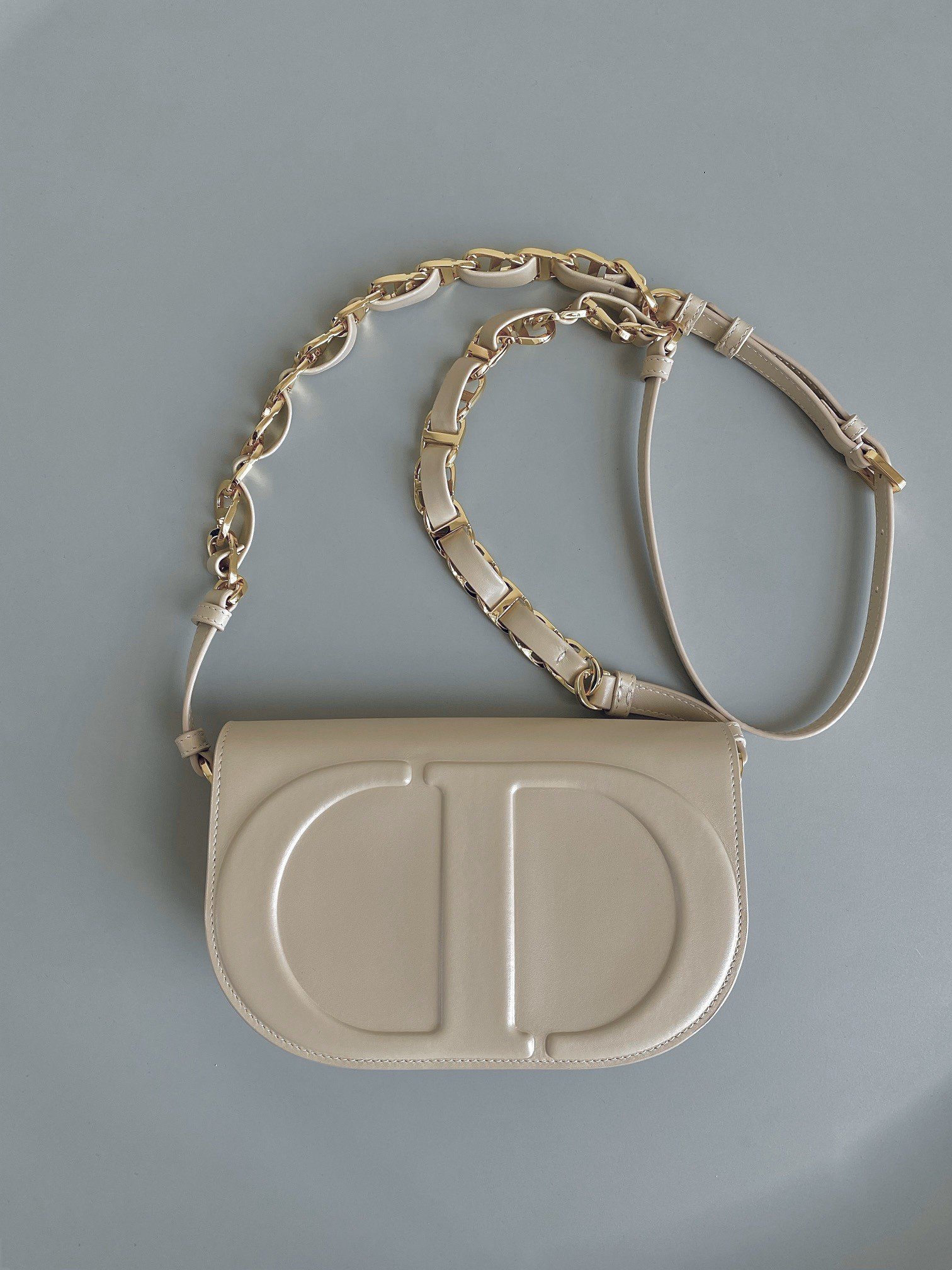 Dior CD Signature Chain Bag in Beige Calfskin