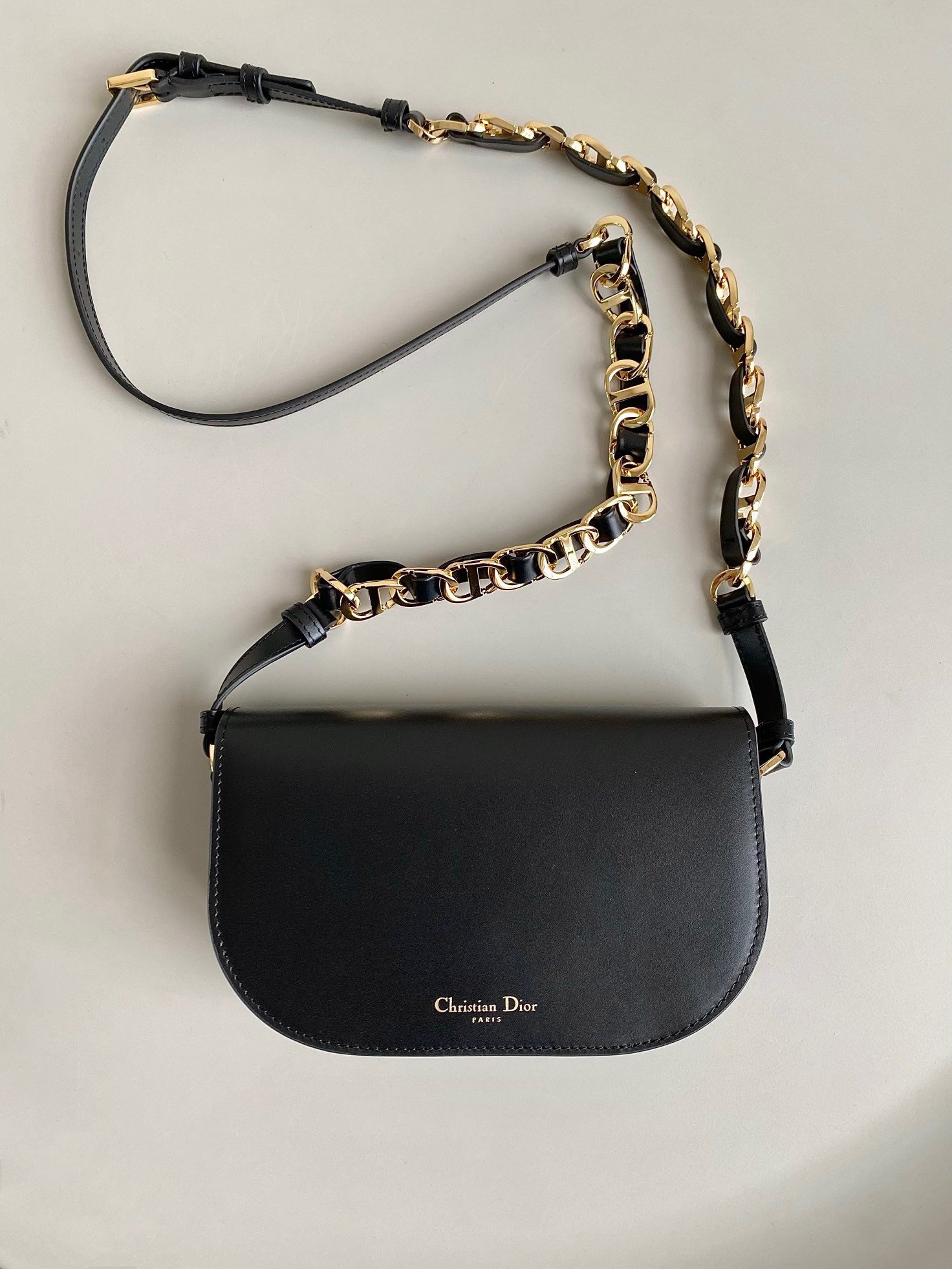 Dior CD Signature Chain Bag in Black Calfskin