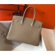 Hermes Birkin 30 Bag in Gris Tourterelle Clemence Leather with GHW